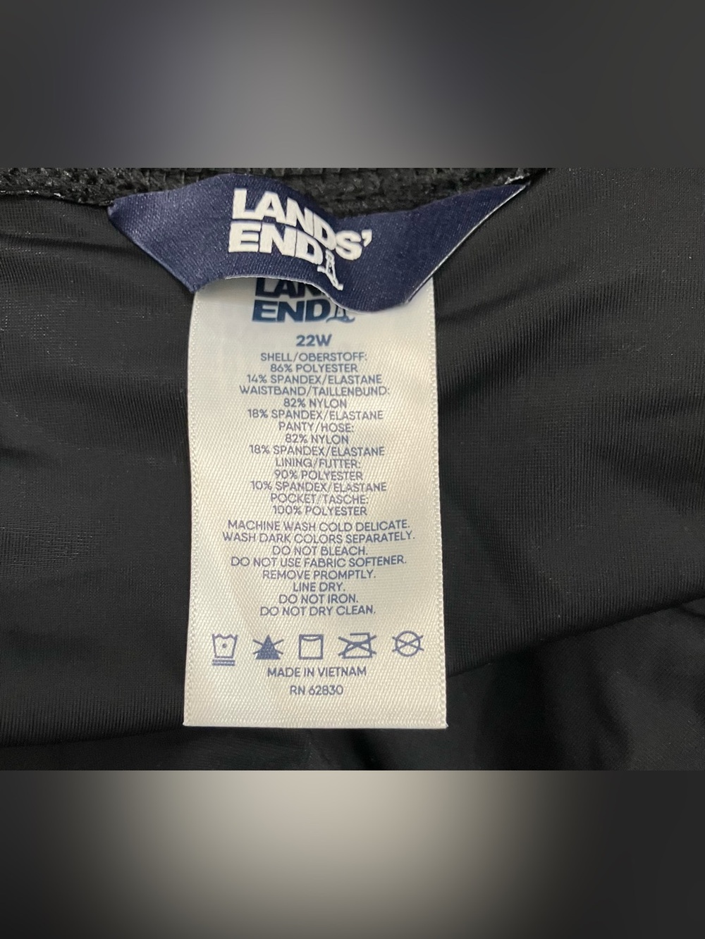 Lands End SunShade UPF 50 Board Shorts with Pant Black White  Tropical Sz 22W - Picture 8 of 8